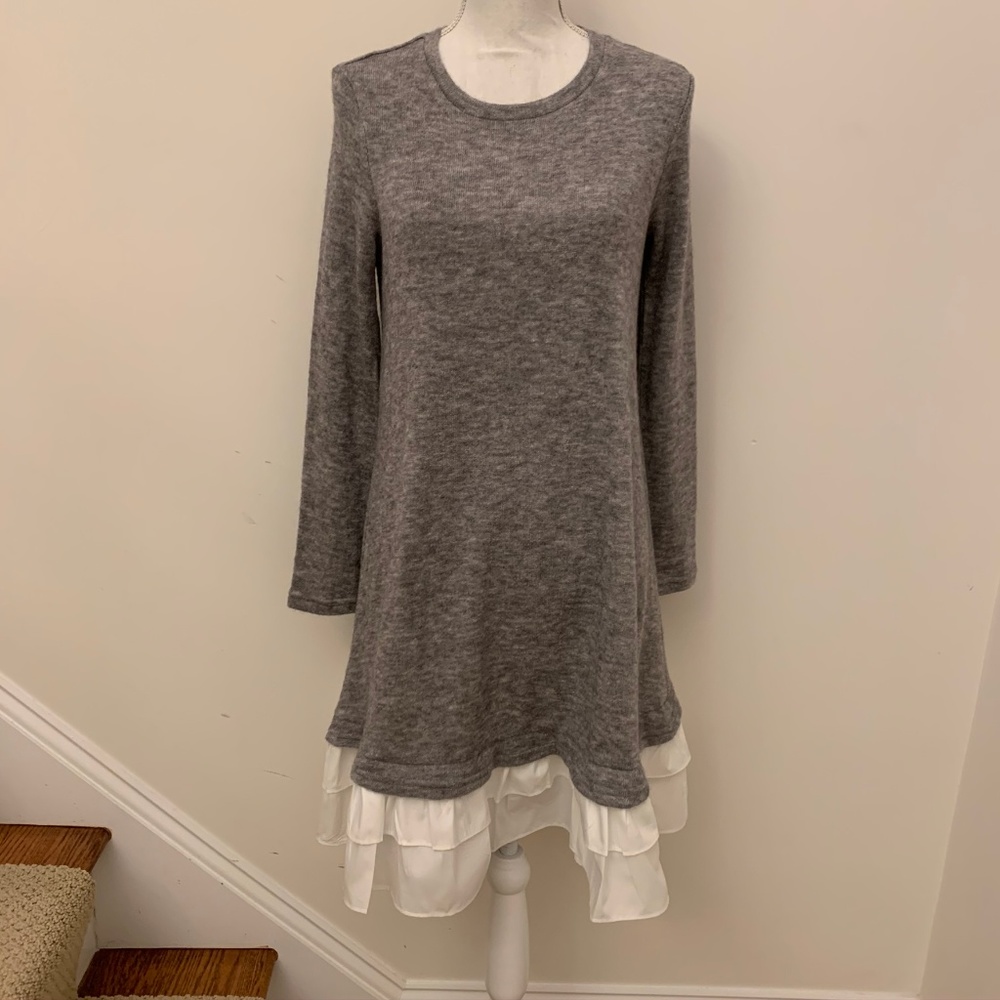 SHEIN Gray and White Layered Mini Dress